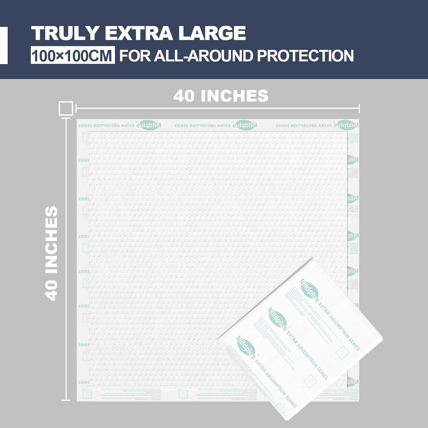 Heavy Duty Underpads 40"X40" Super Sized Chucks Pads 180 Grams Disposable Bed Pads with Strength Cloth Backing Extra Absorption Pads for Incontinence (100X100CM, 10 Count)