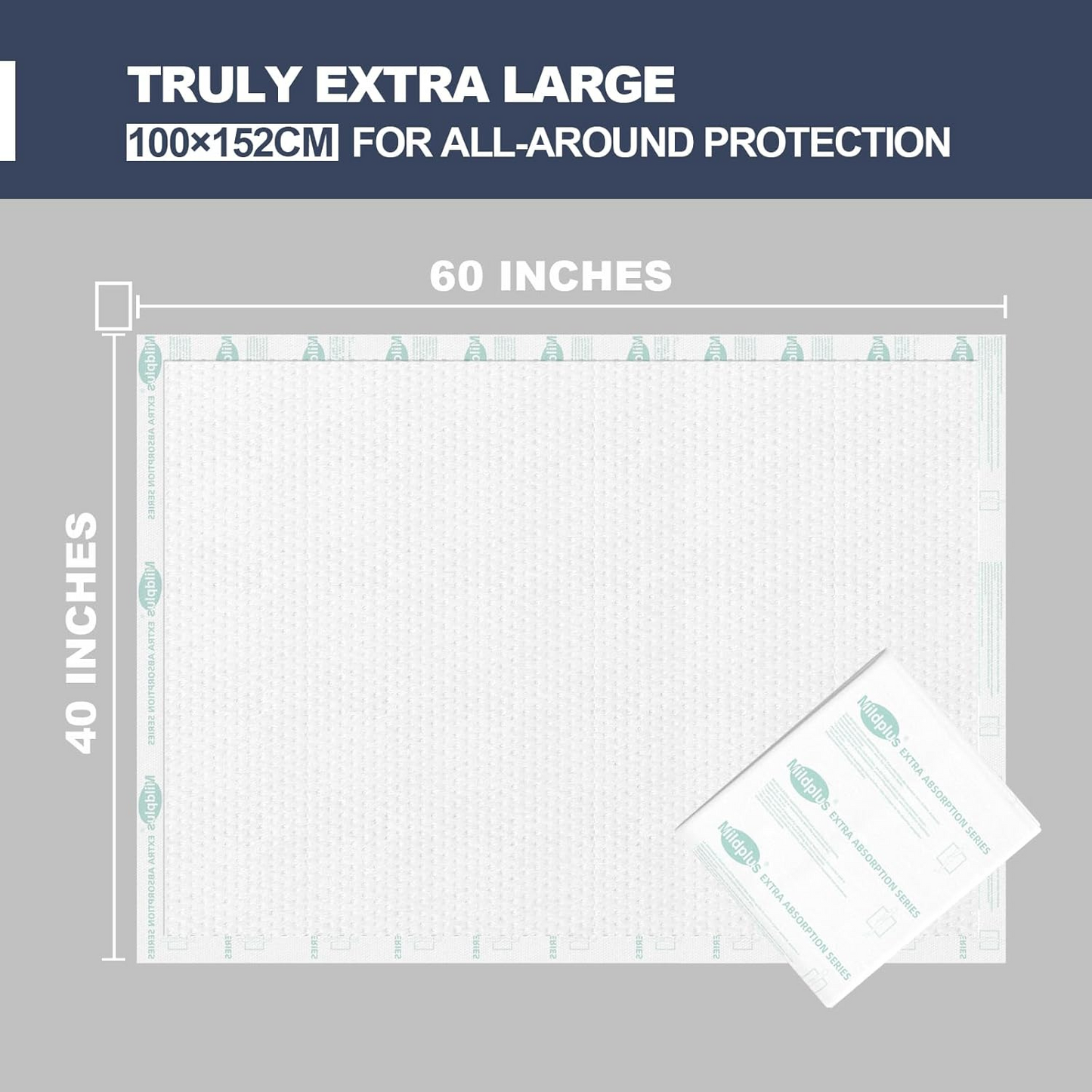 Heavy Duty Underpads 40"X60" Super Sized Chucks Pads 270 Grams Disposable Bed Pads with Strength Cloth Backing Extra Absorption Pads for Incontinence (100X152CM, 15 Count)