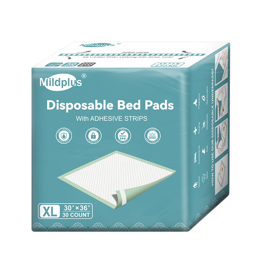 30'' X 36'' (10-30pcs)MILDPLUS Bed Pads with Adhesive Strips Disposable Underpads Extra Large Thicker Incontinence Pads for Unisex Adult, Senior, Kids and Pet