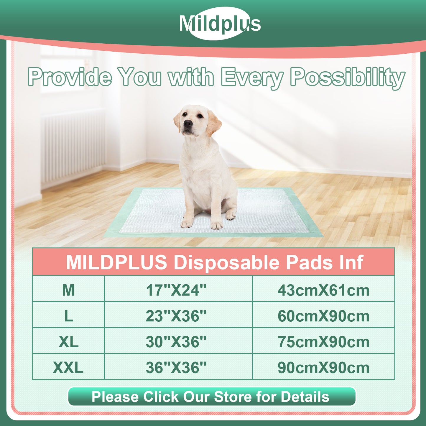 17"×24"(100-300 pcs)MILDPLUS Disposable Underpads Light Absorbent Bed Pads Small Chucks Pads for Kids, Puppy, Cat and Tioilet