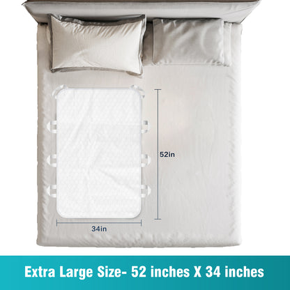 34”×52” MILDPLUS Washable Bed Pads with 8 Sturdy Handles Extra Large Reusable Underpads 4-Layers Leakproof Chucks Pads Washable for Incontinence