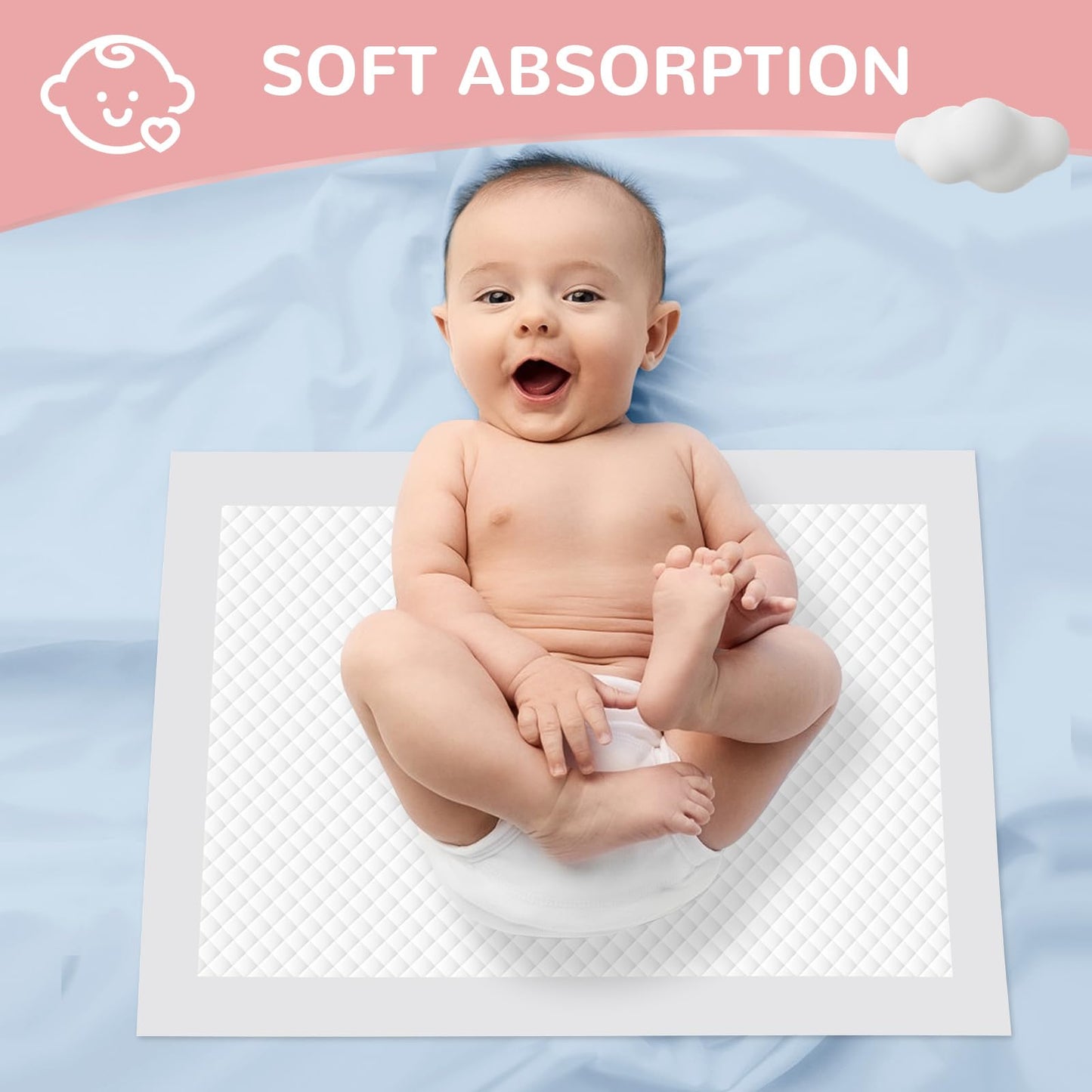 18"x26"(50pcs) Disposable Changing Pads Liners Baby Pads, Hot Air Cotton Surface Pee Pads, Waterproof & Absorbent Diaper Changing Pads, Disposable Underpads for baby, Toddler or Pet